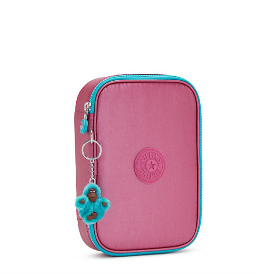 Kipling 100 Pens Metallic Case Bags Fresh Pink Metallic | CA 1888IL